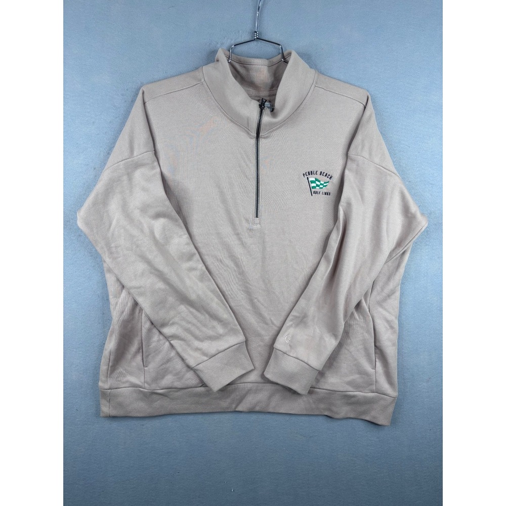 Gear For Sports Pebble Beach Golf Links Tan Quarter Zip Sweatshirt Mens 2XL